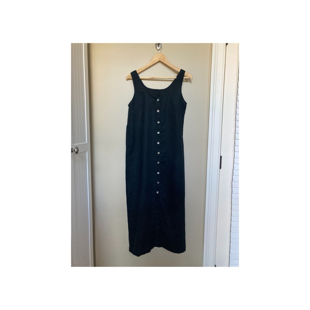Black Linen Button Up Dress